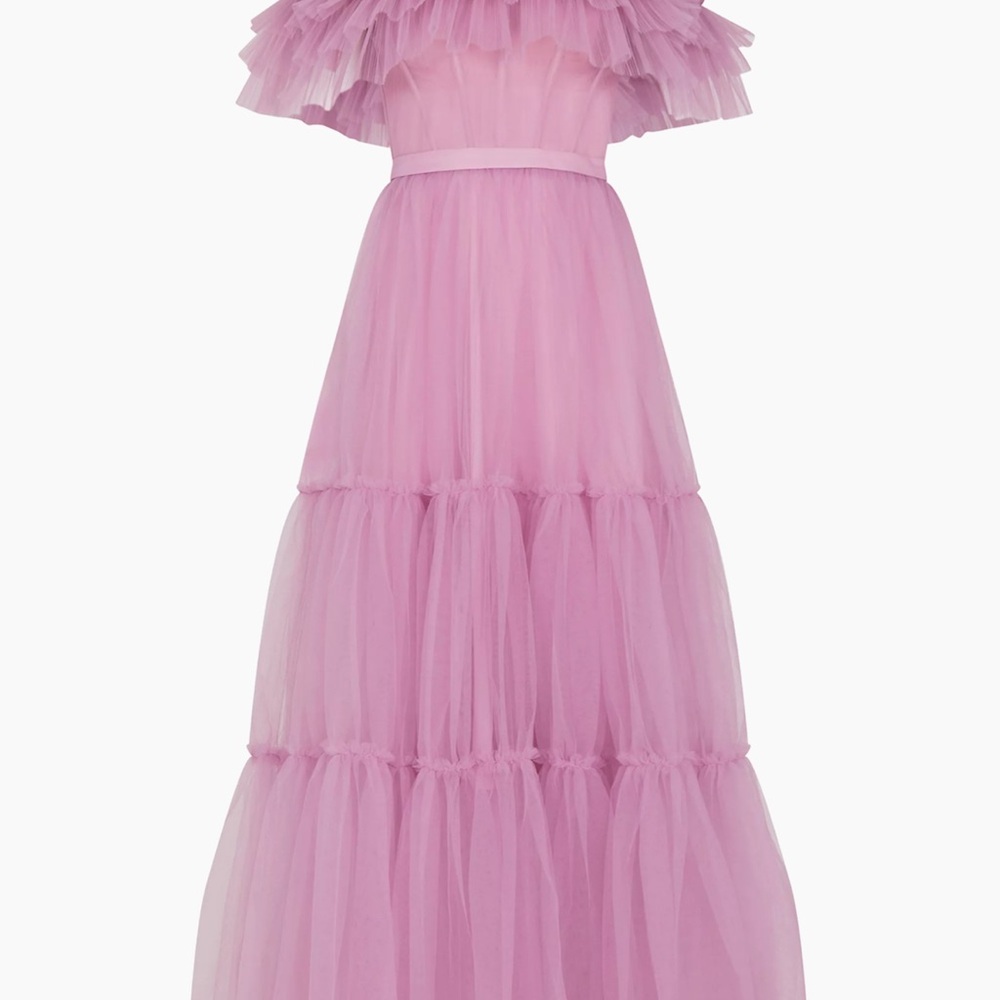 BCBGMAXAZRIA

Off-The-Shoulder Tulle Corset Gown